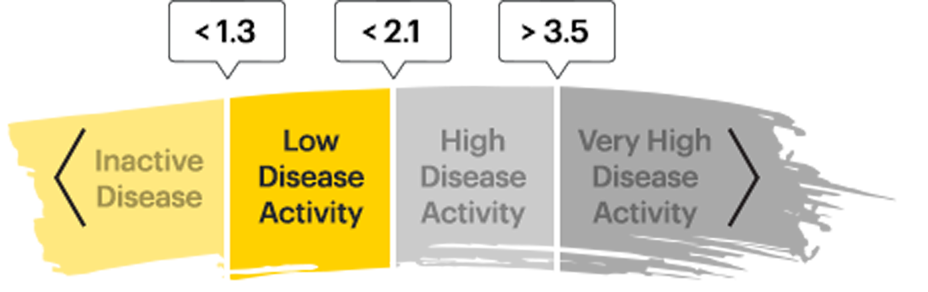 ASDAS Disease Activity States: Inactive Disease; Low Disease Activity; High Disease Activity; Very High Disease Activity