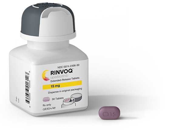 RINVOQ pill bottle and tablet