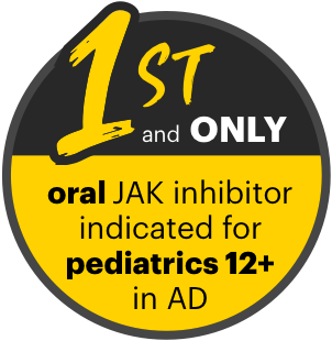 RINVOQ® is the first oral JAK inhibitor indicated for pediatrics 12 years and up.