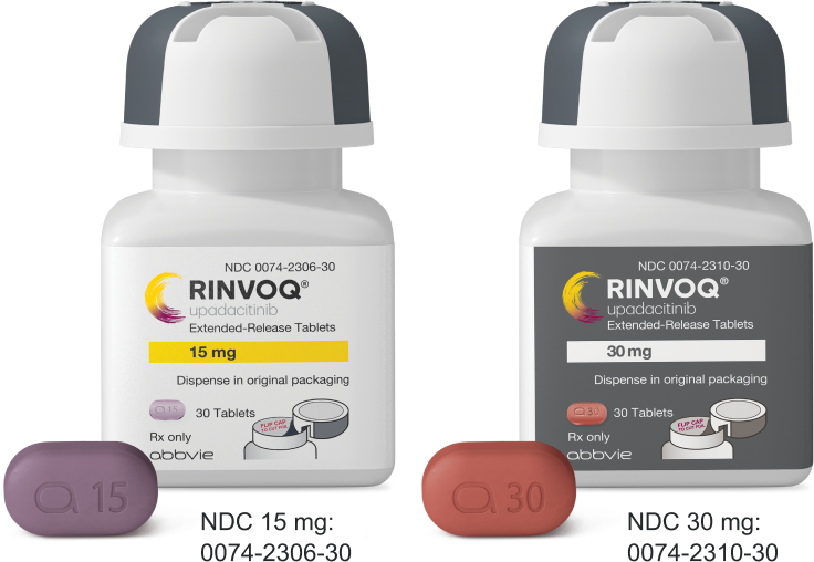 RINVOQ 15mg and RINVOQ 30mg bottles